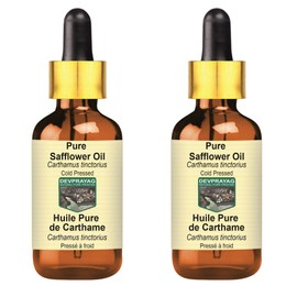 Devprayag Pure Safflower Oil (Carthamus tinctorius) with Glass Dropper Natural Therapeutic Grade Cold Pressed (Pack of two) 100ml X 2 (6.76 oz)