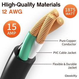 12 Gauge 150 FT Heavy Duty Outdoor Extension Cord Waterproof with Lighted End,Black 12 Gauge Extension Cord Flexible and Cold Resistant 3 Prong Grounded Plug,15Amp 1875W SJTW ETL Listed