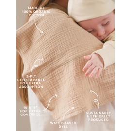 Colored Organics Baby 2 Pack Organic Cotton Burp Cloths Set - Mist/Clay Muslin