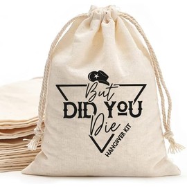 MS But Did You Die printed Party Favor bags - Cotton Drawstring closure - Bachelorette hangover kit bags - Hangover Recover Kit Wedding Party Gift Bags - 5 * 7 Inch bags Set of 10 D5