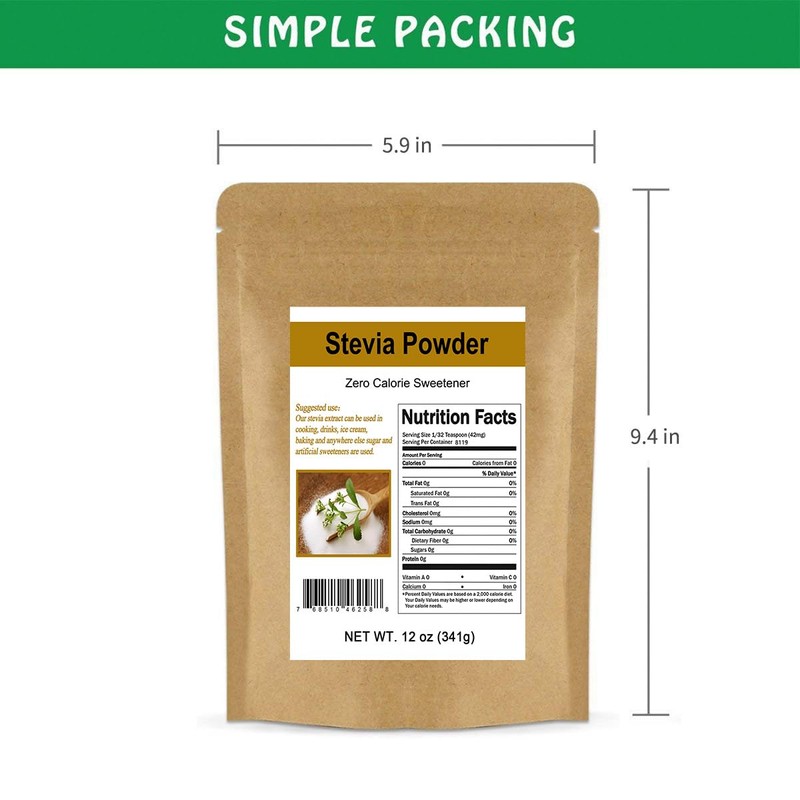 CCnature Stevia Powder Extract Natural Sweetener Zero Calorie Sugar Substitute12oz