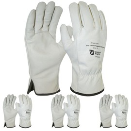 Shield Right Grey Genuine Cowhide Leather Riggers Work Gloves, Keystone Thumb, Industrial Grade, Flexiable and soft, Gardening, Truck Driving, Construction, (3, 8 Medium)