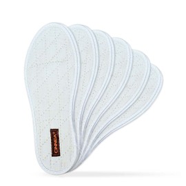 Cinnea® Value Pack of 6 Cinnamon Insoles for Men and Women, Wellness Insoles Against Sweat Feet and Foot Odour Size 36-50 EU (46, White)