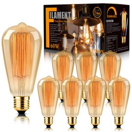 8-Pack Edison Bulb Antique Vintage Style Light Bulbs Dimmable Amber Warm 60W E26 Base for Wall Sconce Retro Fixture by LUXON