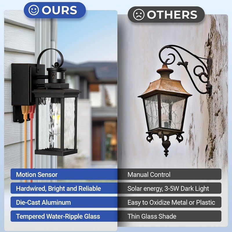 OPAXIS 2-Pack Front Porch Lights Outdoor Wall Mount Sconce with