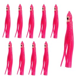Luminous Octopus Trolling Bait, 9 cm x 10 Pieces, Soft Rubber Squid, Saltwater, Freshwater Rubber Bait for Perch, Catfish, Trout, Multicoloured