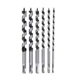 TOPWAY Auger Bits Set 6PCs, 6-16mm Hex Shank 230mm Long Carbon Steel Wood Spiral Twist Drill Bit for Woodworking Metal Plastic Hole Drilling 130230