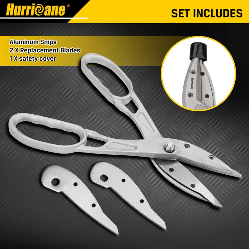 HURRICANE 12 Inch Aluminum Tin Snips with Replaceable Blades. Lightweight