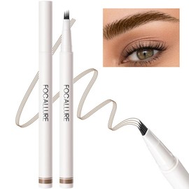 FOCALLURE FLUFFMAX TINTED Liquid Eyebrow Pen, Eyebrow Microblading Pen with a Micro-Fork Tip Applicator, Long-Lasting, Smudge-Proof, Creates Natural Looking Brows, DEEP BROWN - Color: BB03 GOLD BROWN
