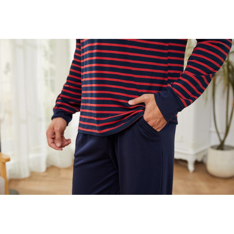 Bresdk Men's Long Winter Cotton Sleepwear Men's Gift, red