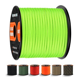 WEREWOLVES 650lb Paracord/Parachute Cord - 9 Strand Paracord Rope - 100', 200' Spools of Parachute Cord, Type III Paracord for Camping, Hiking and Survival (Safety Green, 100 Feet)
