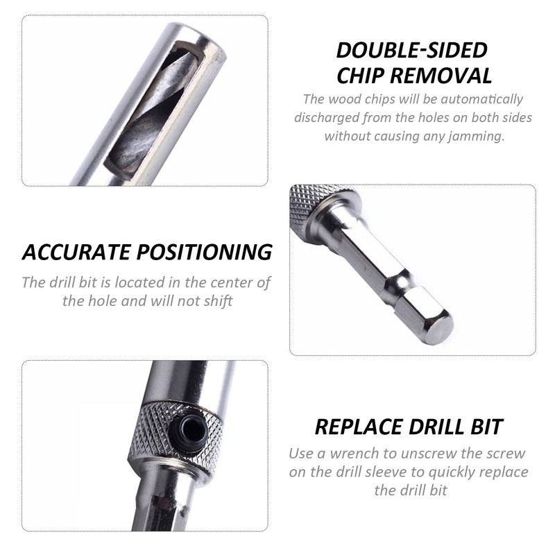 4Pcs Hinge Drill Bit Set 1 Wrench Drill Guide Pilot