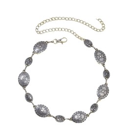 Yuannee Women's Chain Belt, Waist Chain, Western Metal Concho Belt, Silver Chain Belt, Adjustable Chain Belt, Belly Chain, Hip Chain Belt for Women, Girls, Dresses, Jeans