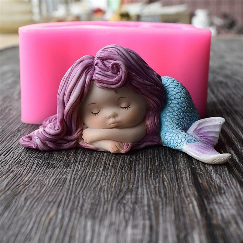 Runloo - Molde de silicona para jabón de sirena, diseño