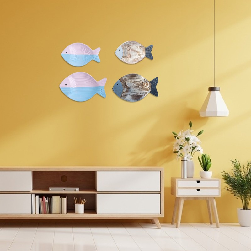Wood Fish Hanging Ornament Wooden Fish Wall Art Decor for