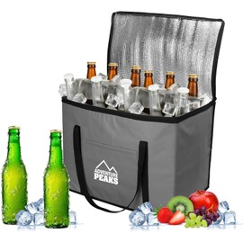 Buystarget 30L Cooler Bag Food Drink Cool Bag Thermal Insulation Portable Delivery Lunch Box Insulated Cooling Bag with Zipper Handle Shoulder Straps & Pocket Family Outdoor Travel Camping Picnic BBQ