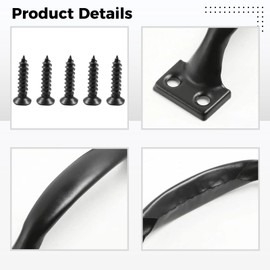 4 Pcs Garage Door Handles, 13.4 * 3.1 Inch Black Iron Handles, Ergonomic Door with Pre-Drilled Holes for Easy Installation, Ideal for Storm and Garage Doors