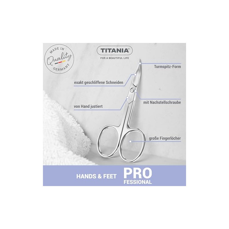 TITANIA Nagelschere Solingen mit Turmspitze (9,5cm) • Extra scharfe und