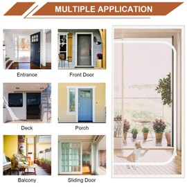 Upgraded Reinforced Pet Screen Door Thickened Cat Resistant Mesh Screen Door for Living Room, Bedroom, Patio, Dog Cat Scratch Proof Screen with Zipper Closure (Fits Door Size up to 36''x 82'', White)