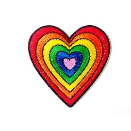 TH Rainbow Pink Heart Peace Sign Symbol Colorful Applique Embroidered Sew on Iron on Patch for Backpacks Jeans Jackets Clothing