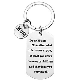 Funny Gifts for Mom Mum keychain for Mom Mother Birthday Christmas Presents for Women Keychains, Thank You Gifts for Mommy from Daughter Son