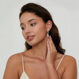 Lwsary Infinity Teardrop Earrings 925 Sterling Silver Ruby Drop Dangle Earrings Pear Shaped Leverback Earrings July Birthstone Jewelry Gifts for Women