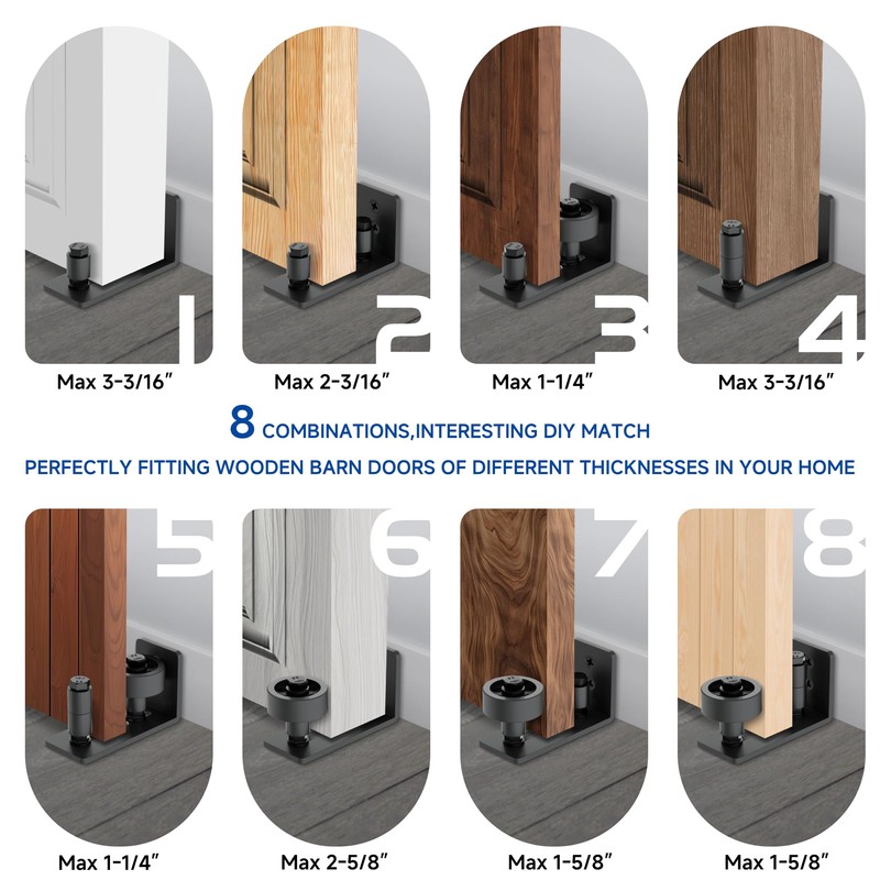 Dreamxiang Sliding Barn Door Floor Guide, Wall Mount Stay Roller