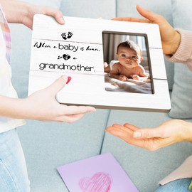 HODODAN First Time Grandma Picture Frame Gifts for Grandma, When a Baby is Born So is a Grandmother Wooden Picture Frame, 4x6 inch Photo