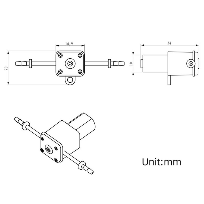 GROTHEN Peristaltic Pump Dosing Pump 3V Mini Pump Liquid Self-priming 1ml/min