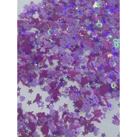 Kiss Pink Purple Flower Kiss Heel Heart Nail Glitter | 1 TSP | Gel Nail Art & Acrylic