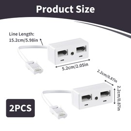 Ksywydu 2PCS BT Telephone Splitters 2 Way, UK Landline Telephone Splitter Double Phone Socket Adapter, RJ11 BT Plug Male to 2 Female Sockets for UK Landline, FAX, Modem, Cable Adapter, White