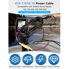 yourour 010-11678-10 Power Cable Compatible with Garmin Echo Series 100, 101, 150, 151, 151dv, 200, 201, 201dv, 300c, 301c, 301dv, 500c, 501c, 550c, 551c, 551dv