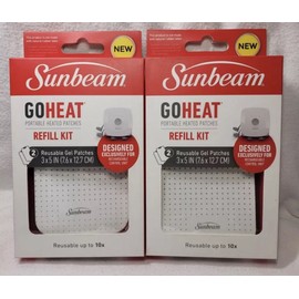 Sunbeam 4 Packs 2 Sunbeam Go Heat Portable Heated Patches Refill Kit Reusable Gel Patch