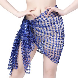 Wuchieal 2-in-1 Multifunctional Belly Dance Scarf,Dance Veil, Yoga Wrap Fashion Belt, Lightweight Breathable for Outdoor Activities Small,Navy