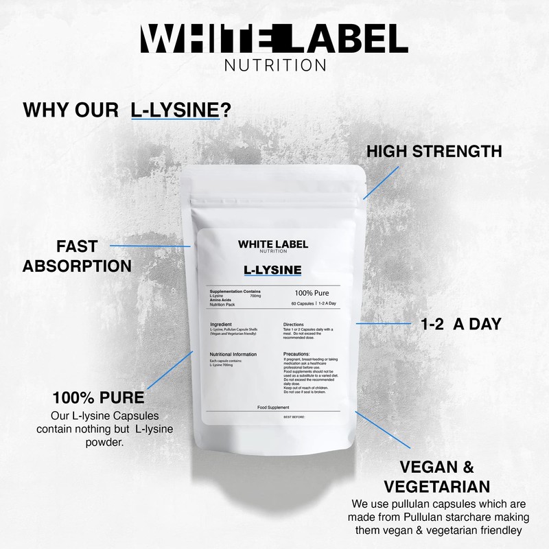 White Label Nutrition L-Lysine Supplement - High Potency - |