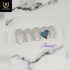Purple Heart Handmade Nail Tips - Long Round / 보라빛하트 수제네일팁 - 롱라운드