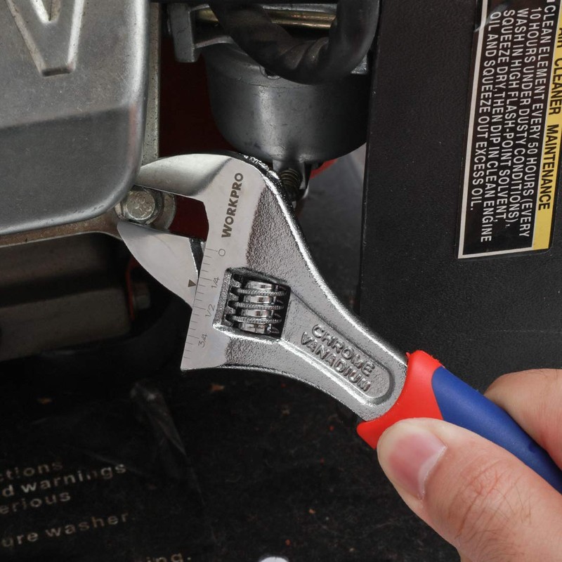 WORKPRO 3-piece Adjustable Wrench Set CR-V with Rubberized Anti-Slip Grips