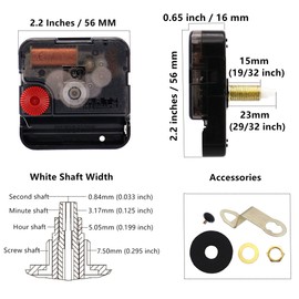 TIKROUND Youngtown Movement for Clock Repair Replacement 23mm (29/32 inch) Shaft Length 15mm (19/32 inch) Thread Length.(White Shaft)
