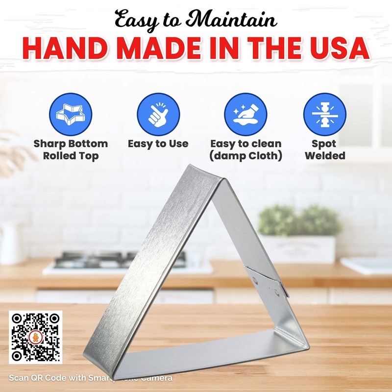 Foose Triangle Cookie Cutter 3 Inch –Tin Plated Steel Cookie