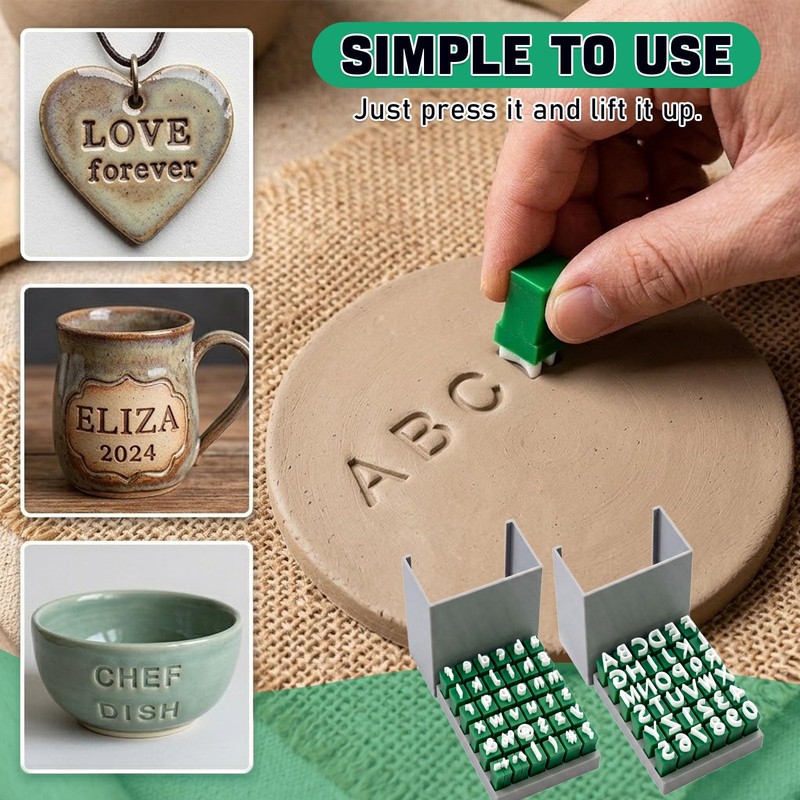 72 PCS Letter Stamps for Clay Set, Uppercase and Lowercase