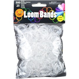 Touch of Nature Neon Gel Loom Bands, 500 Bands and 25 Plastic Clasps, Clear