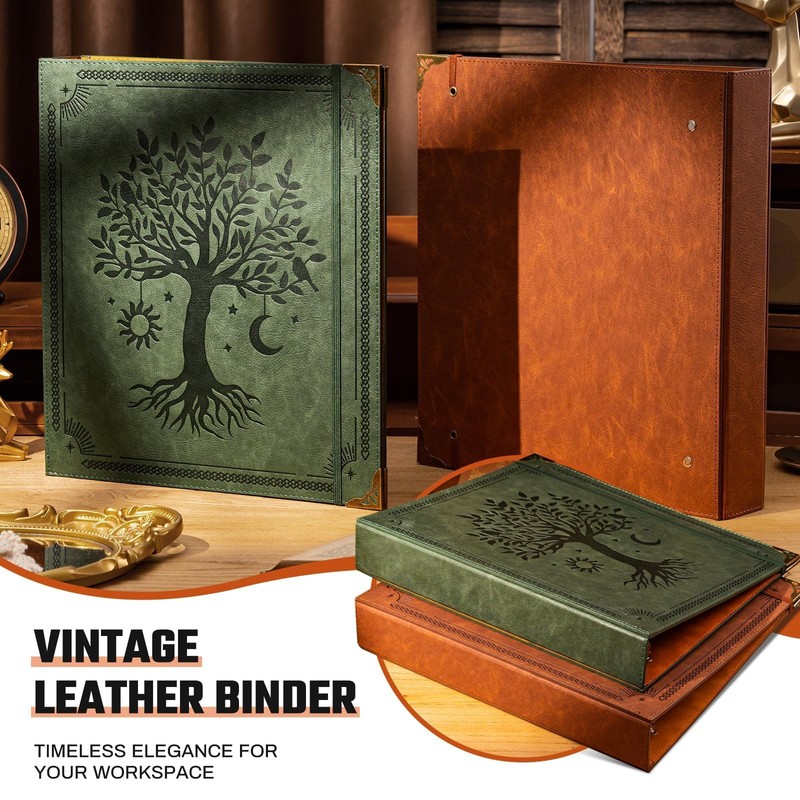Ovesmusl Leather D Ring Binder Fits 8.5"x11" Letter Size Paper,