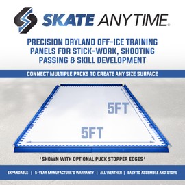 Skate Anytime Precision Dryland Hockey Tiles – Expandable Off-Ice Hockey Training Zones for Stickhandling, Passing & Shooting (Gray, Quick Hands Zone → 25 sq ft)