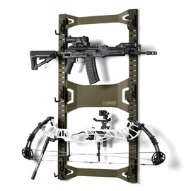 Savior Equipment Horizontal Steel Wall Mount Firearm Rifle Display Rack, Compound Bow Shotgun Carbine Gun Sword Tactical Vest Gear Hanger Free-Standing Indoor Storage Organizer, 10 Mounting Hooks