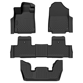 LNZMPART Durable Floor Liners for 2022 2023 2024 Acura MDX All Weather Floor Mats Custom Fit Heavy Duty Non-Slip Automotive Cargo Liners 1st 2nd and 3rd Row Full Set Accessories, Black, 4pcs