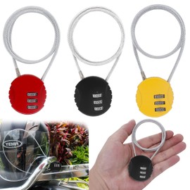 3 Pieces Combination Lock Bicycle Cable Lock Bicycle Suitcase Lock Bicycle Lock Long for Bicycles Suitcase Snowboards Pram Motorcycles Helmets and Outdoor Devices (Black, Red, Yellow)