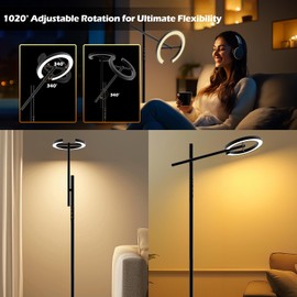GLOWRIUM-H1B Floor Lamp with Remote,Floor Lamps for Living Room,Stepless Dimmable Rotatable Reading Floor Lamp, 2700-6500K,Modern Bright Floor Lamp for Living Room Bedroom Office (H1B)