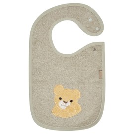 Sterntaler Lion Leo Bib - Absorbent Cotton with Cute Application - Practical Press Stud Closure on the Shoulder - Soft & Skin Friendly for Babies - Stone Grey