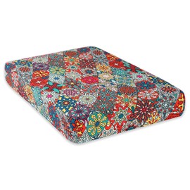 hyha Printed Couch Cushion Covers, Floral Sofa Covers Washable for 3 Cushion Couch, Stretch Pattern Outdoor Cushion Covers for Patio Furniture with Elastic Bottom(Large, Diamond Mandala)