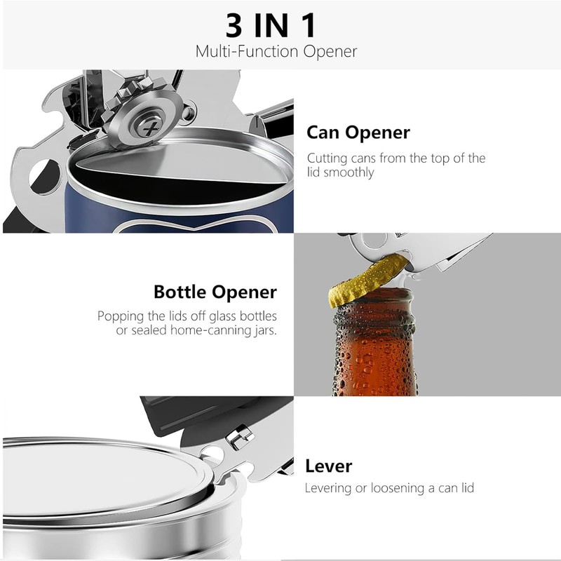 FEISHIONG Can Opener Manual,Handheld Can Openers with Big Effort-Saving Knob,Manual